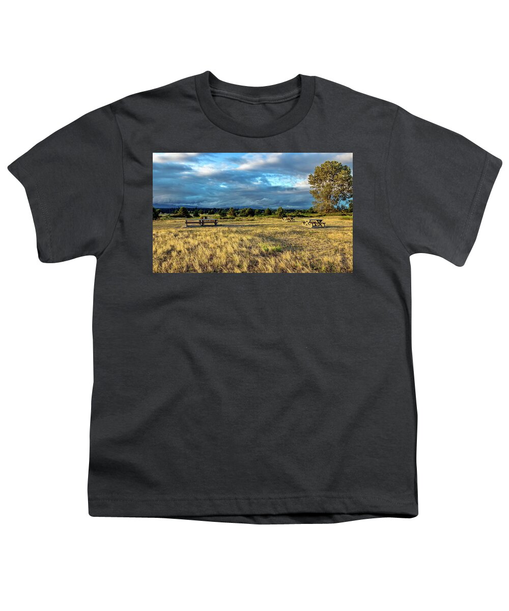 Alex Lyubar Youth T-Shirt featuring the photograph Autumn in Picnic Area of Regional Park by Alex Lyubar