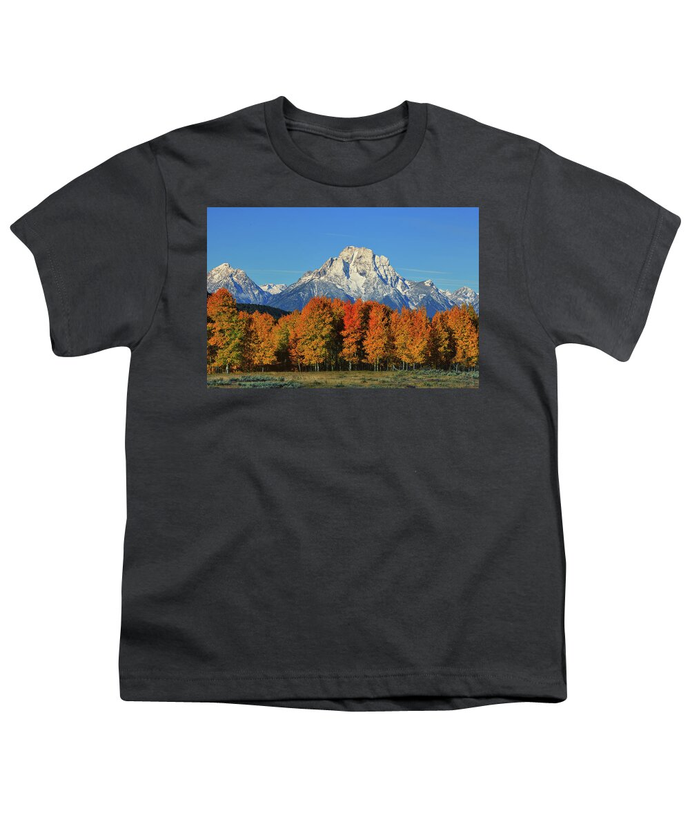 Mount Moran Youth T-Shirt featuring the photograph Autumn Peak Under Moran by Greg Norrell
