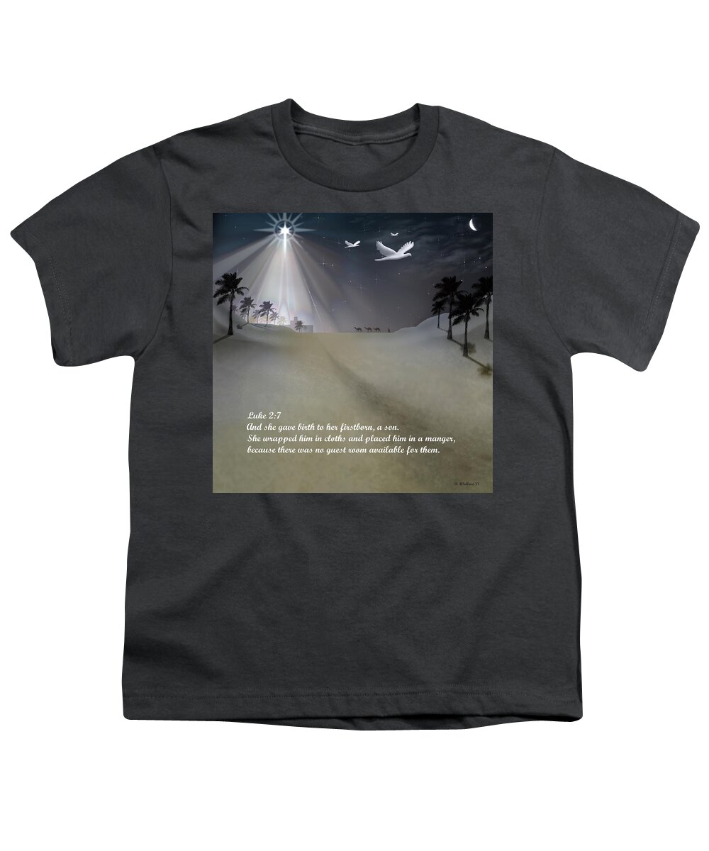 2d Youth T-Shirt featuring the digital art Away In A Manger by Brian Wallace
