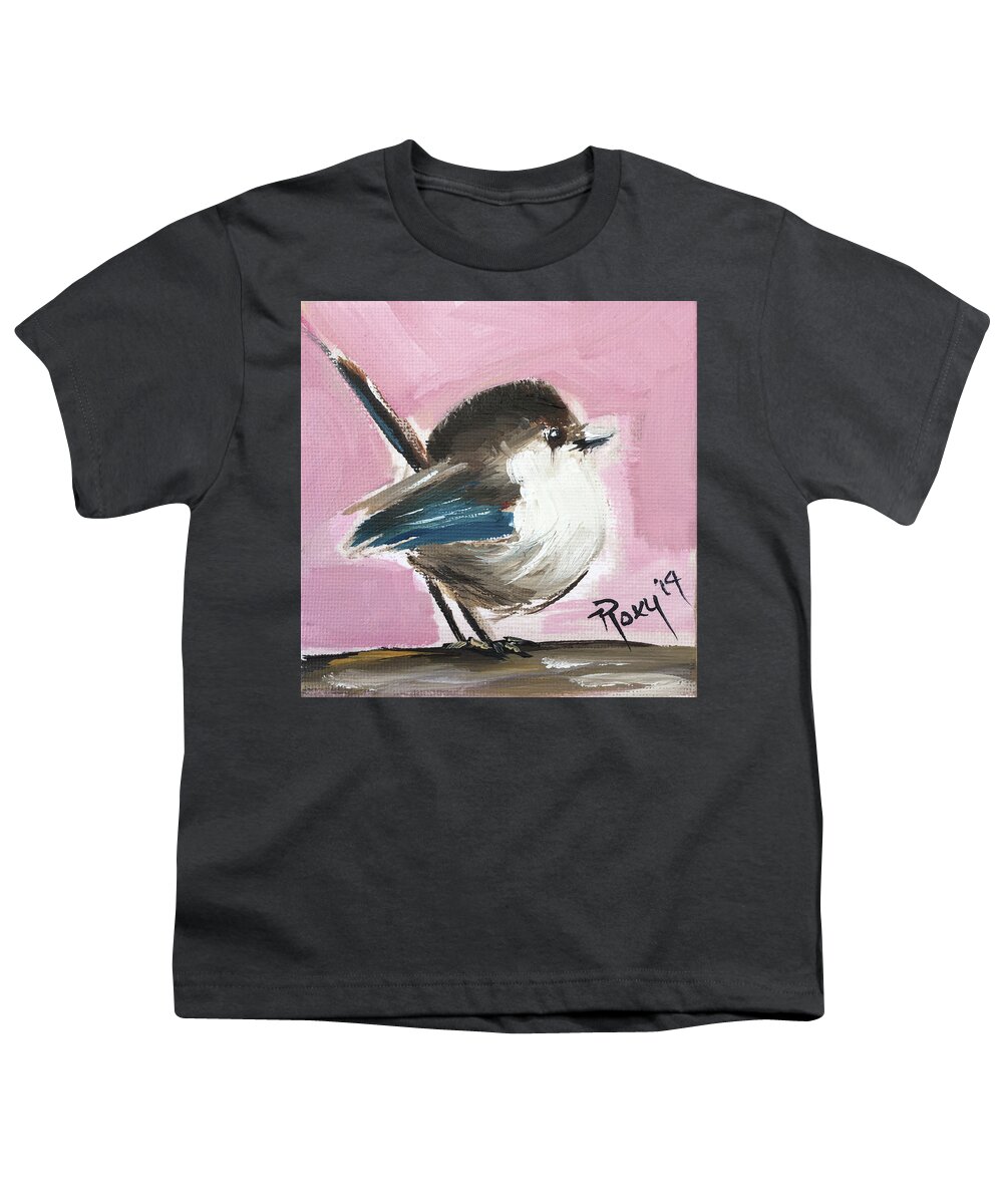 Wren Youth T-Shirt featuring the painting Baby Wren by Roxy Rich