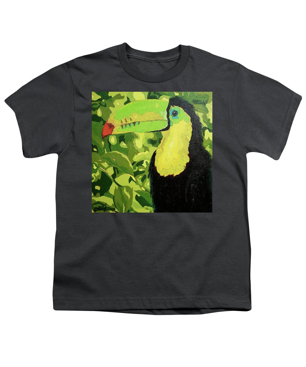 Toucan Youth T-Shirt featuring the painting Beaker Bob by Cheryl Bowman
