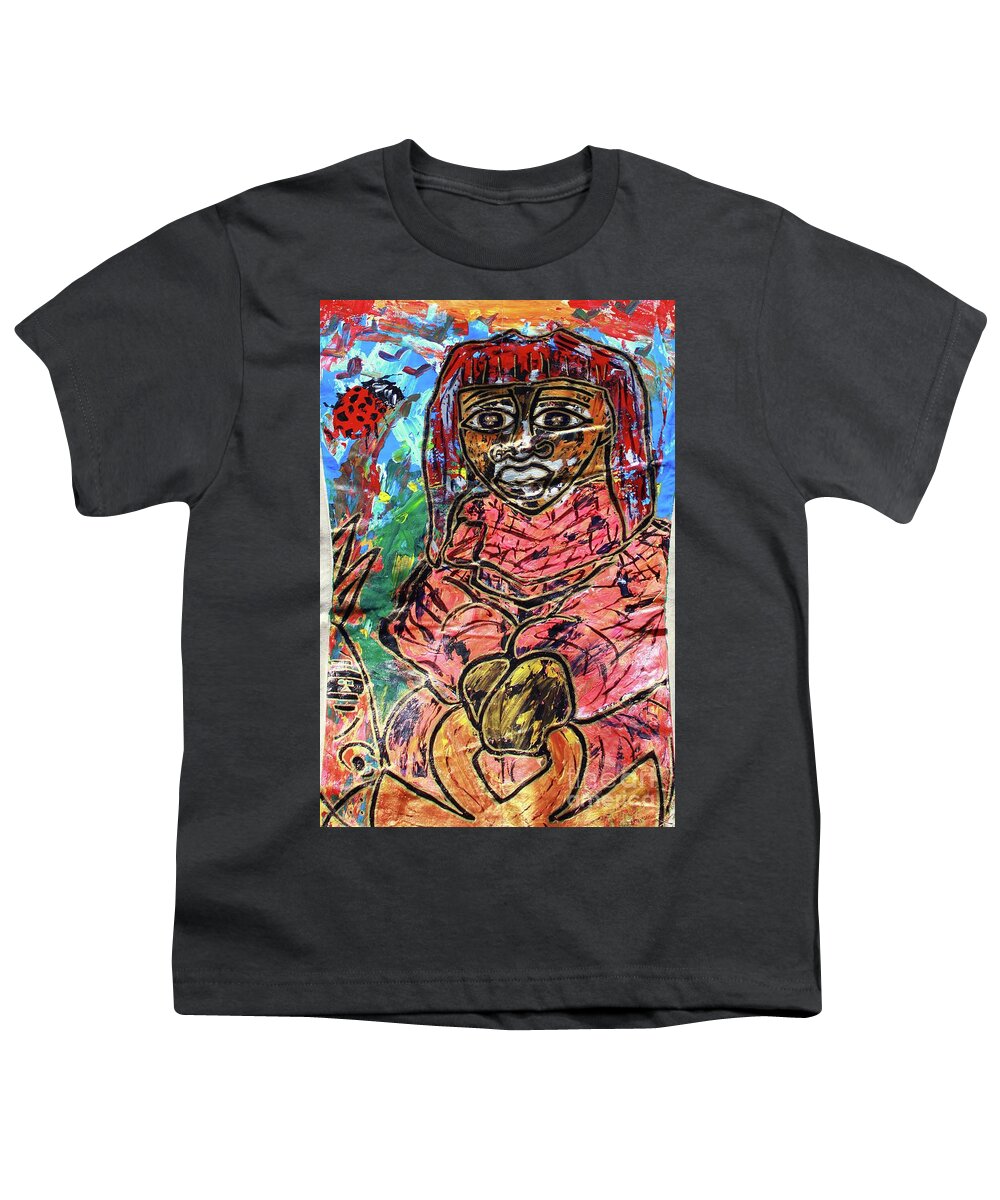 Acrylic Youth T-Shirt featuring the painting Black Madonna by Odalo Wasikhongo