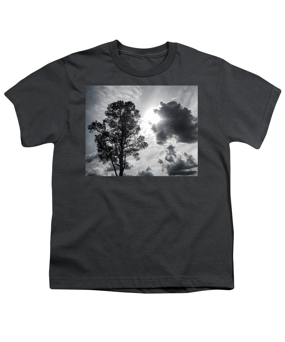 Black & White Youth T-Shirt featuring the photograph Breaking Through the Clouds by Michael Frank