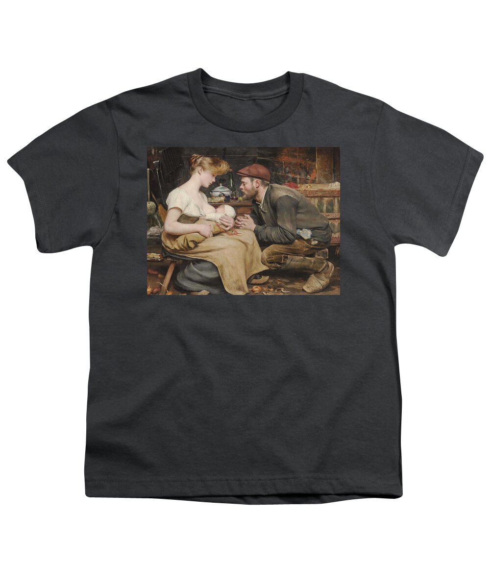 Family Youth T-Shirt featuring the painting BULAND, JEAN-EUGENE Parental Bliss by Celestial Images