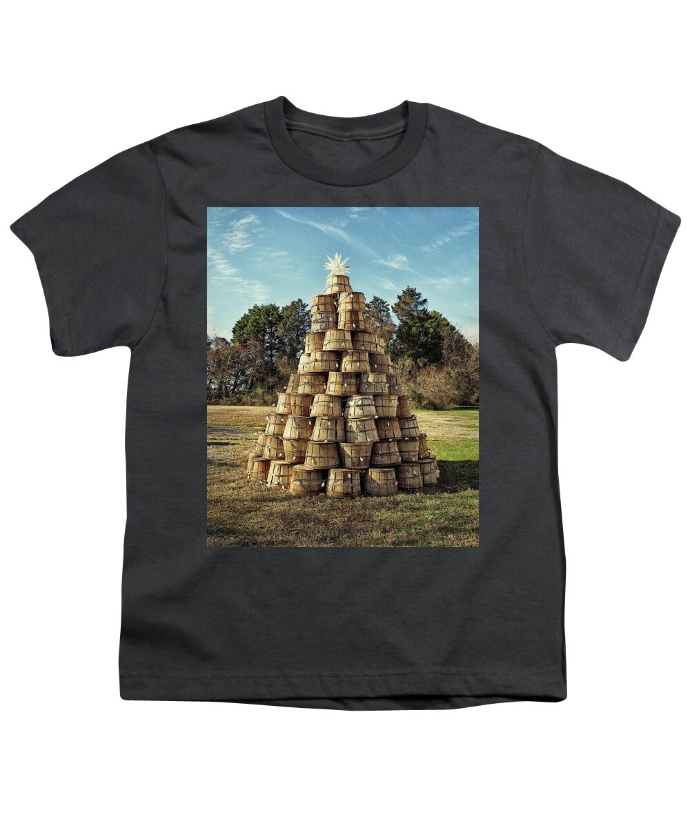 Bushel Basket Youth T-Shirt featuring the photograph Bushel Basket Christmas Tree by Bill Swartwout