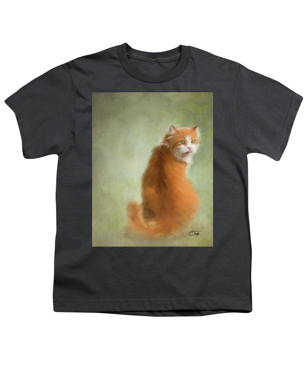 Cats Youth T-Shirt featuring the painting Caramel the Tabby Cat by Colleen Taylor