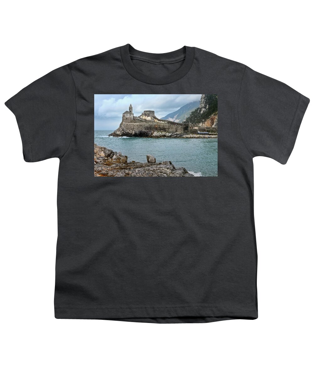 Joan Carroll Youth T-Shirt featuring the photograph Church of St Peter Portovenere Italy by Joan Carroll