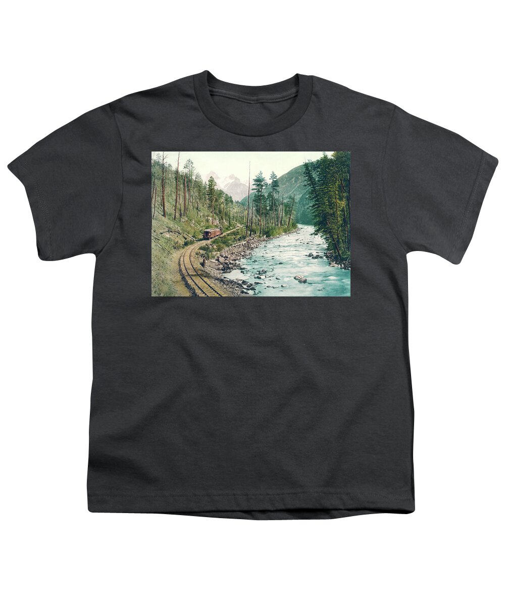 Colorado Youth T-Shirt featuring the photograph Colorado Needle Mountains, Canon of the Rio Ias Animus by Detroit Photographic Company