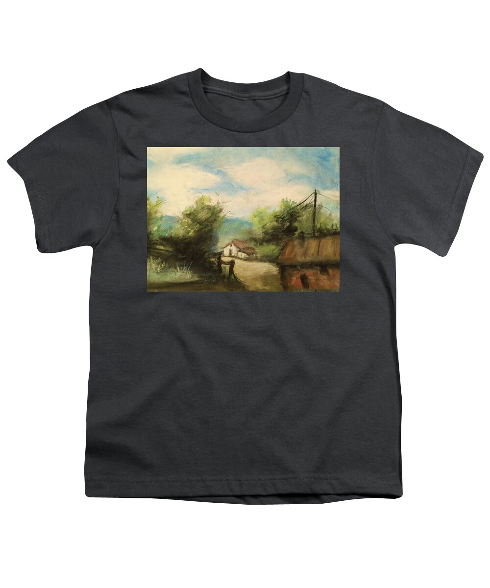 Country Painting Youth T-Shirt featuring the pastel Country Days by Jen Shearer