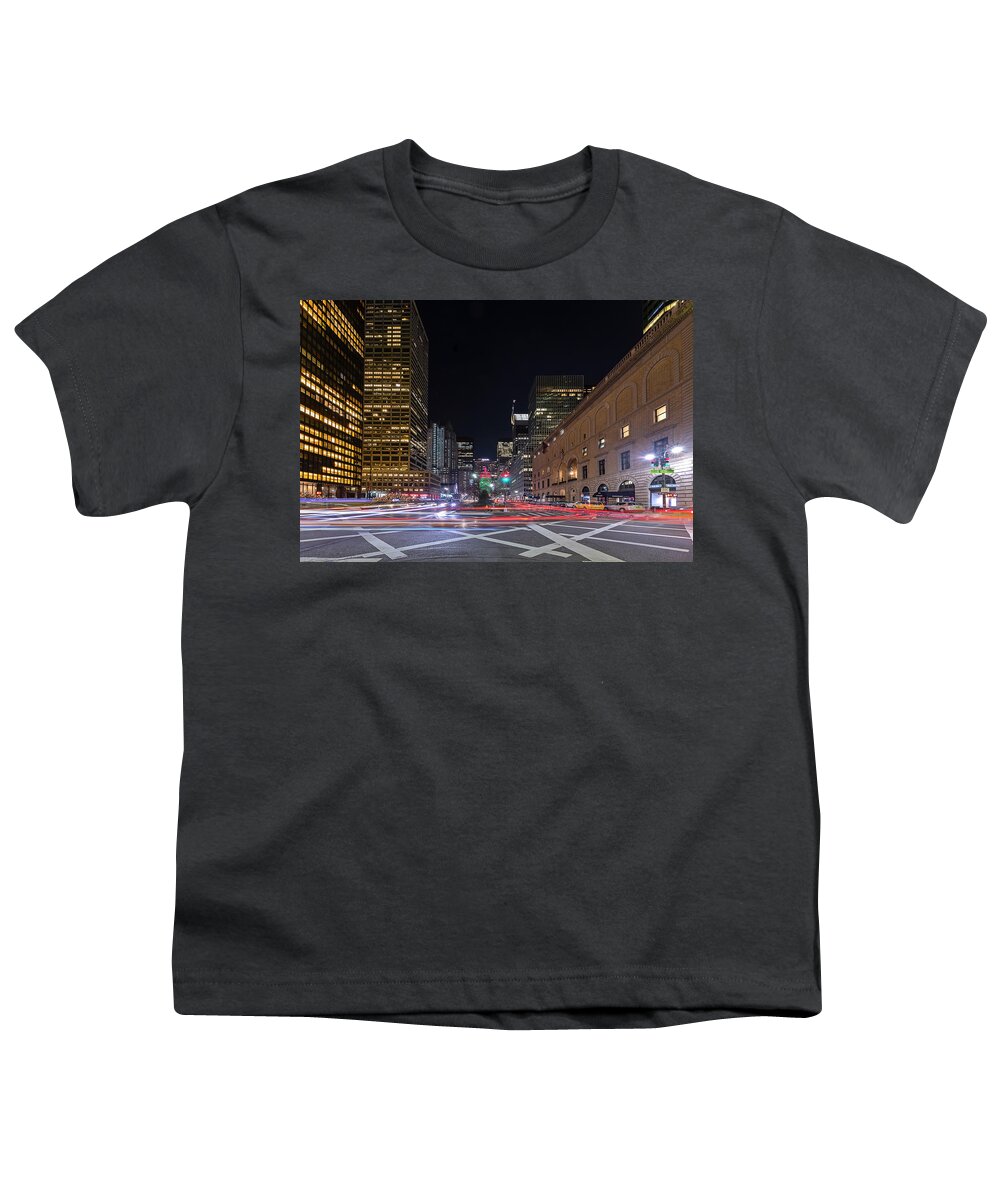 Nyc Skyline Youth T-Shirt featuring the photograph Criss Crossing New York City by Susan Candelario