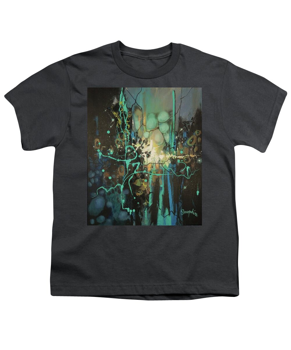 Deconstruction; Abstract; Abstract Expressionist; Contemporary Art; Tom Shropshire Painting; Shades Of Blue Youth T-Shirt featuring the painting Deconstruction by Tom Shropshire