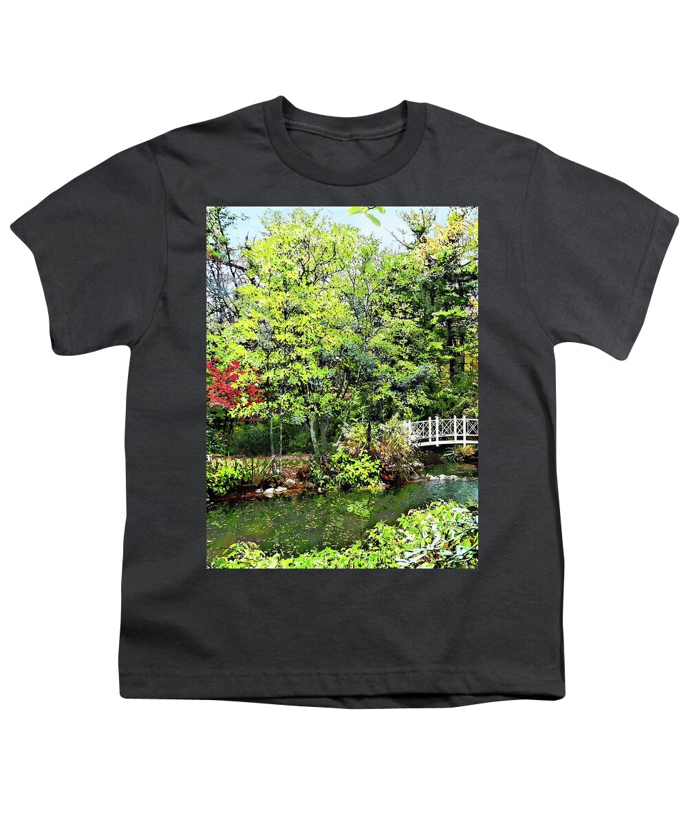 Autumn Youth T-Shirt featuring the photograph Decorative Bridge in Autumn Park by Susan Savad