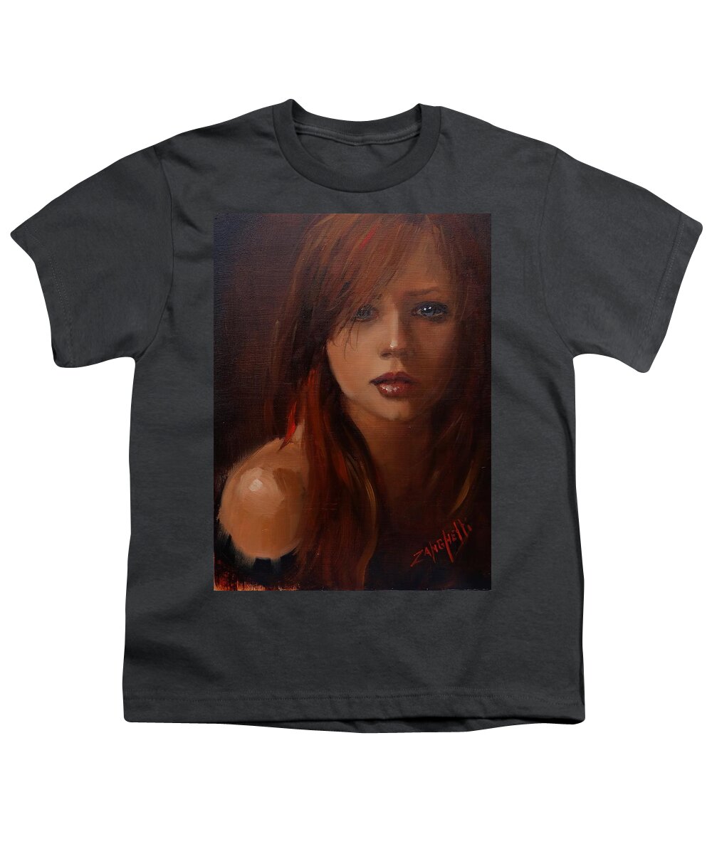 Portrait Youth T-Shirt featuring the painting Demo 10 by Laura Lee Zanghetti