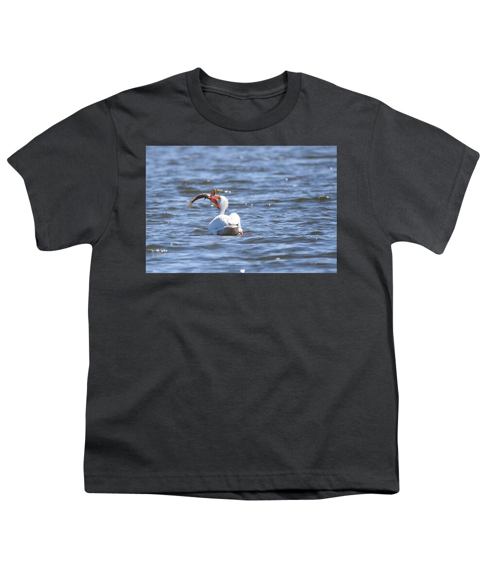 Pelican Youth T-Shirt featuring the photograph Down the Hatch by Brook Burling