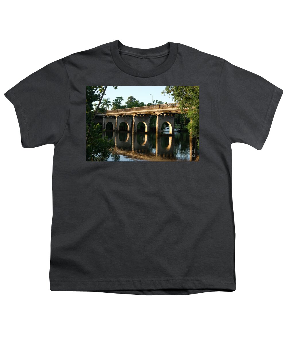 East Innisfail Youth T-Shirt featuring the photograph End of an Era, East Innisfail Jubilee Bridge, FNQ AU by Kerryn Madsen-Pietsch