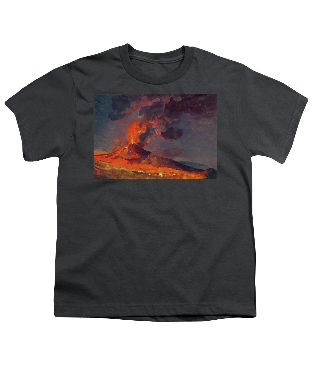 Joseph Wright Of Derby Youth T-Shirt featuring the painting Eruption of Vesuvius. by Joseph Wright Of Derby