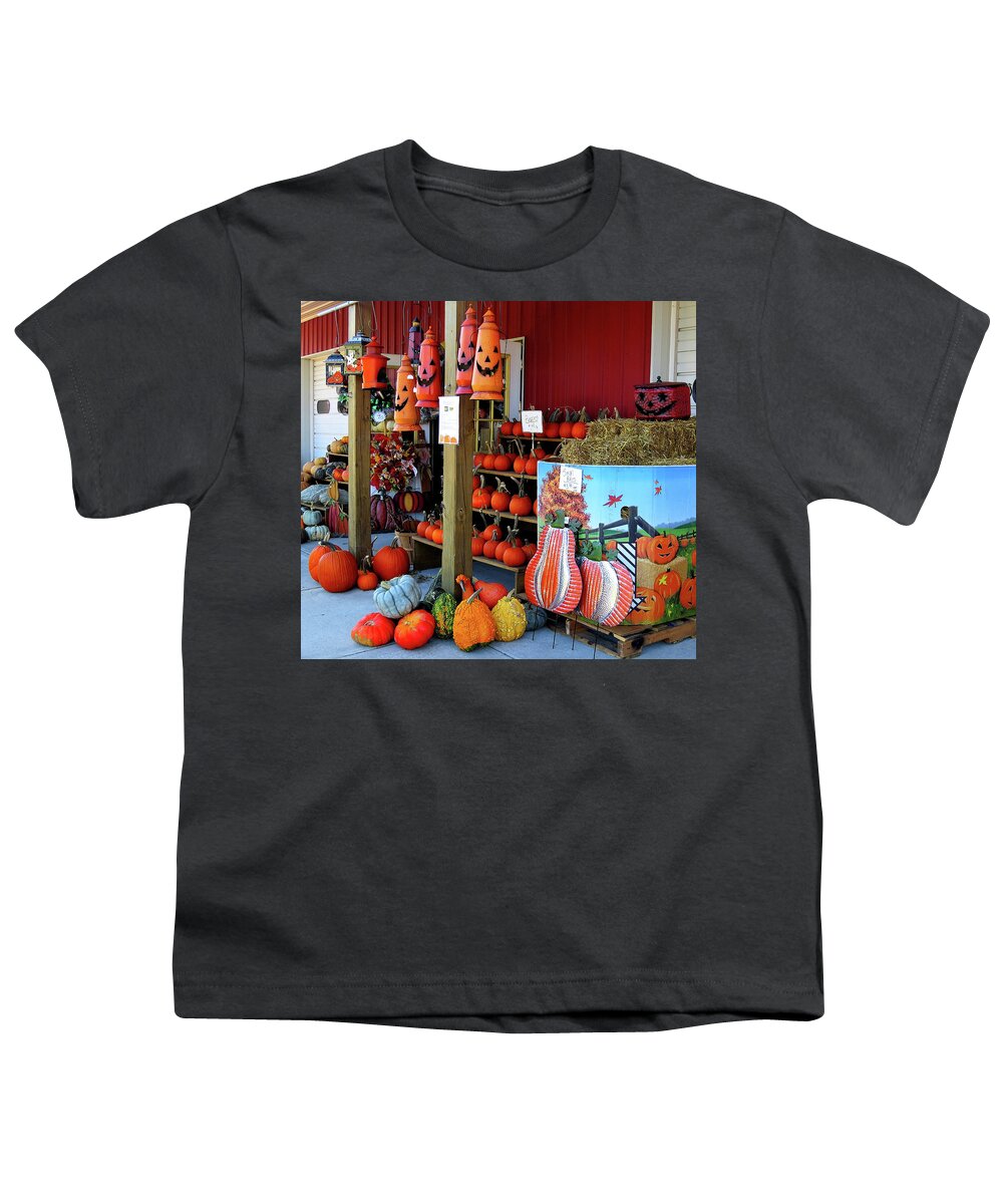 Farmer's Market Youth T-Shirt featuring the photograph Farmer's Market in Autumn by Linda Stern