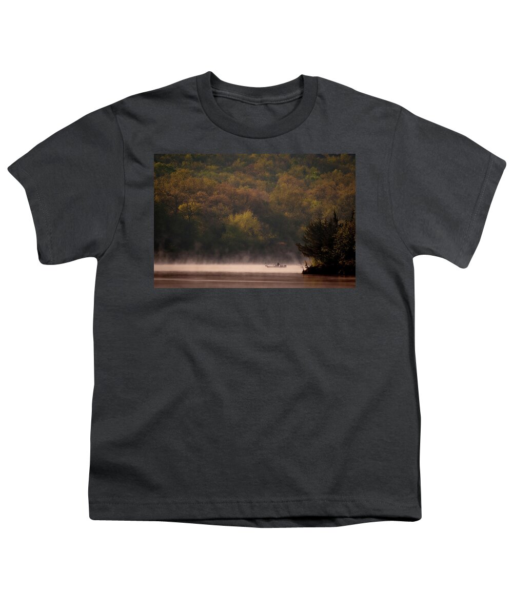 Fishing Youth T-Shirt featuring the photograph Fisherman Mist by Jeff Phillippi