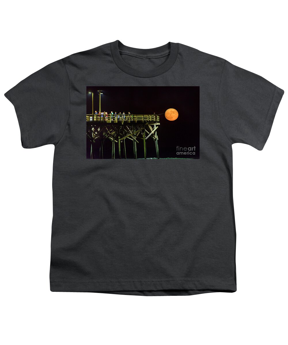 Surf City Youth T-Shirt featuring the photograph Fishing for the Moon by DJA Images