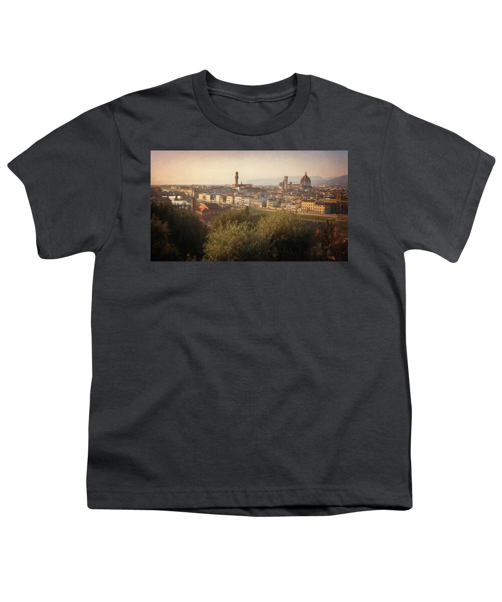 Florence Youth T-Shirt featuring the photograph Florence Italy Cityscape by Joan Carroll