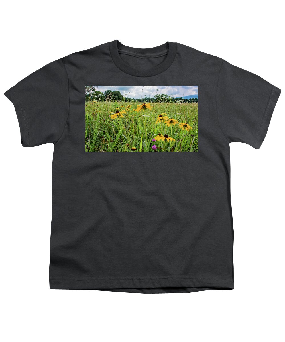 Clover Youth T-Shirt featuring the photograph Flowers of the Field, Cades Cove by Marcy Wielfaert