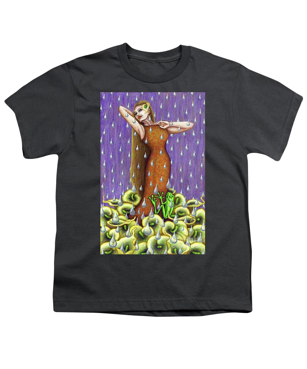 Frog Youth T-Shirt featuring the painting Frog's Garden by Amy E Fraser