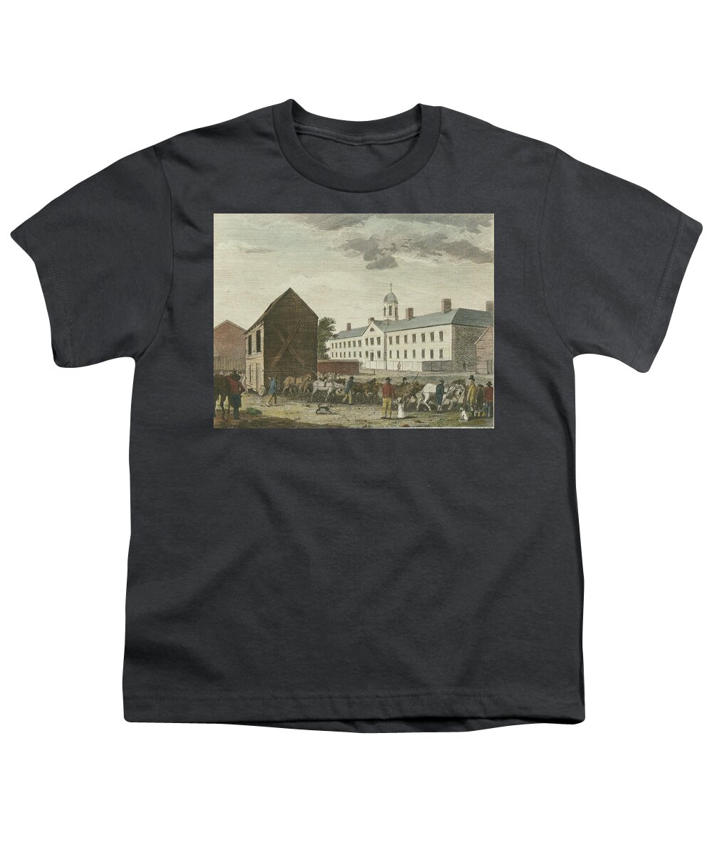 Walnut Street Jail Youth T-Shirt featuring the drawing Gaol in Walnut Street by William Birch