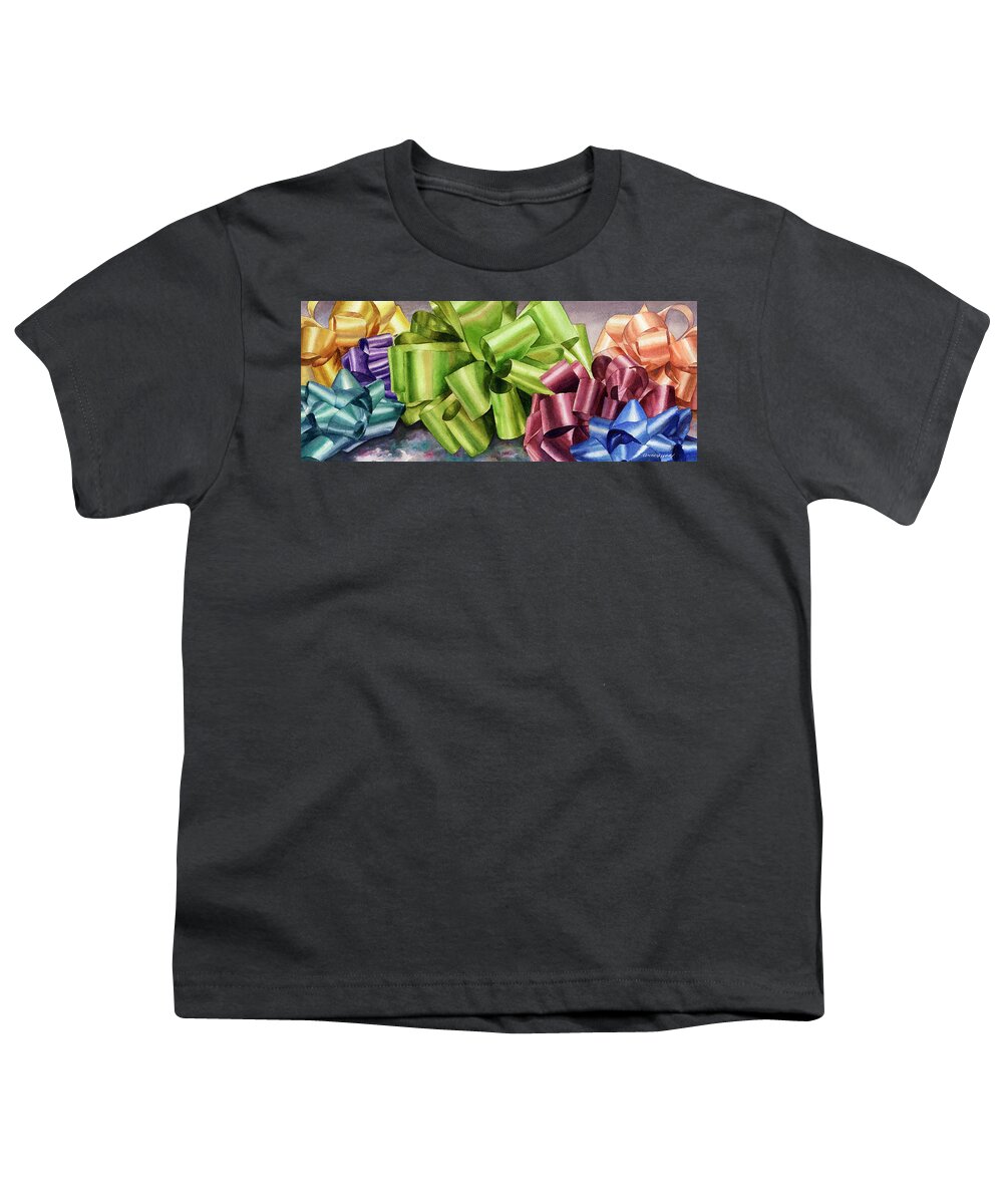 Bows Painting Youth T-Shirt featuring the painting Gifts by Anne Gifford