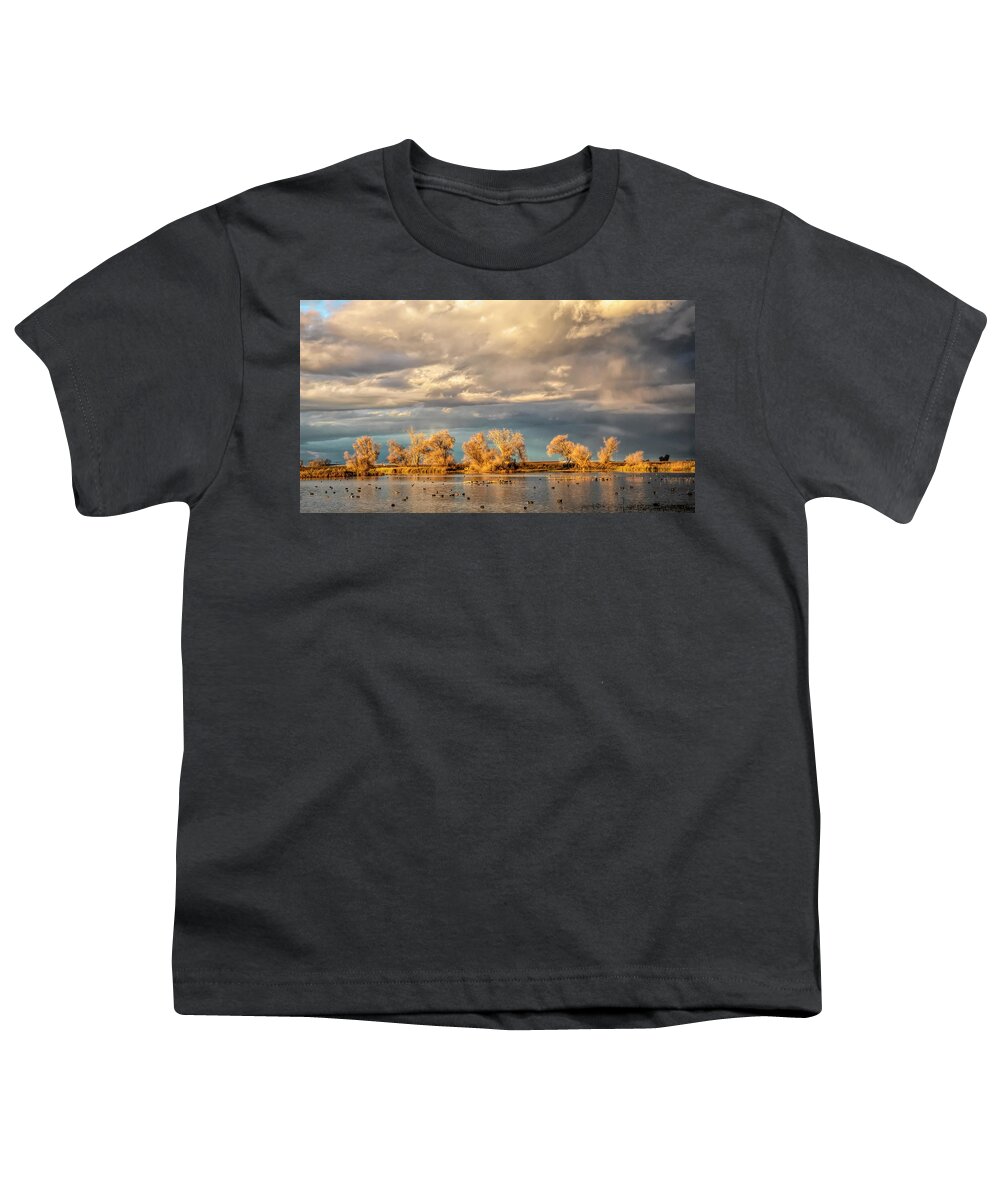 California Youth T-Shirt featuring the photograph Golden Hour in the Refuge by Cheryl Strahl