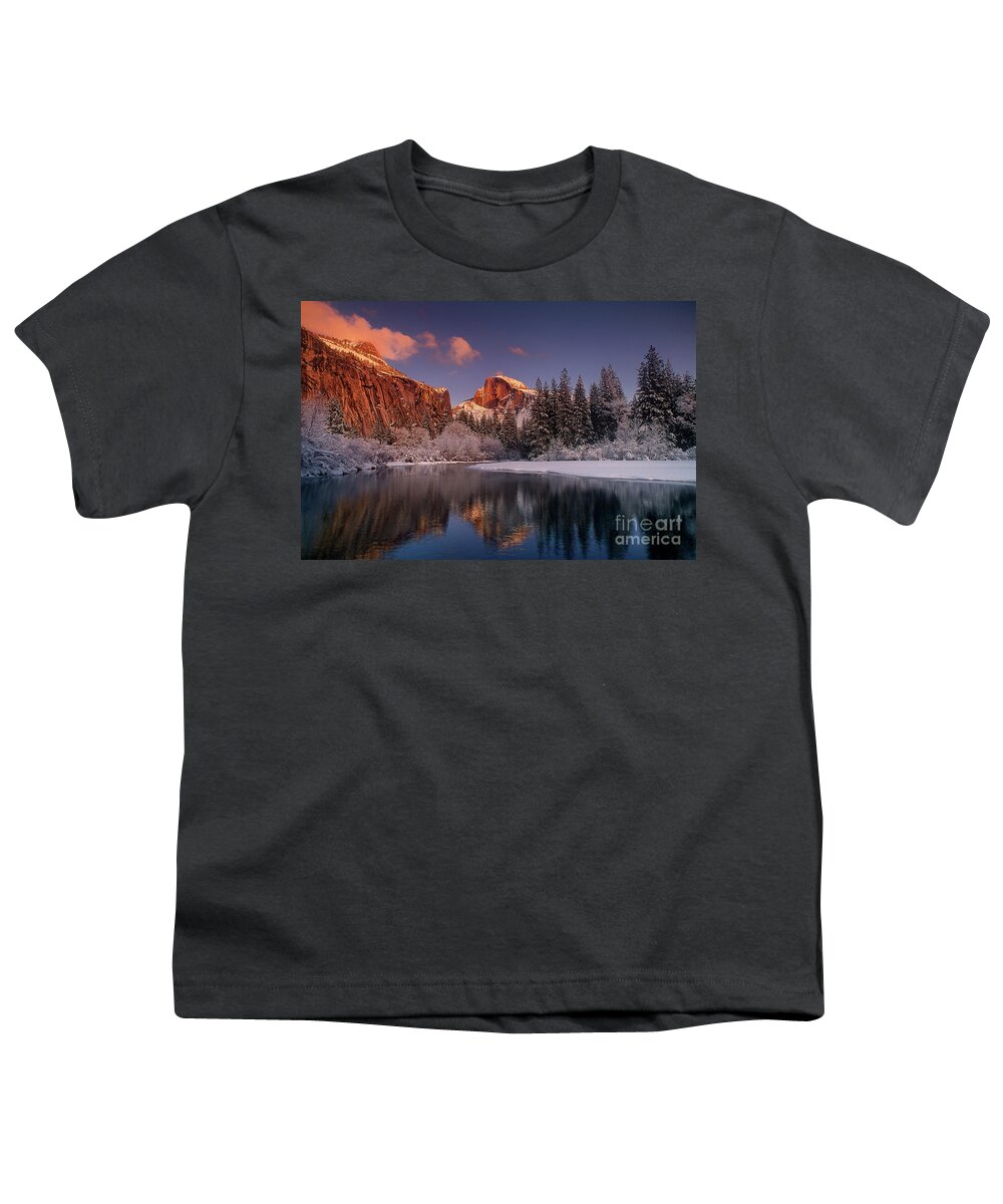 Dave Welling Youth T-Shirt featuring the photograph Half Dome Merced River Winter Yosemite National Park California by Dave Welling