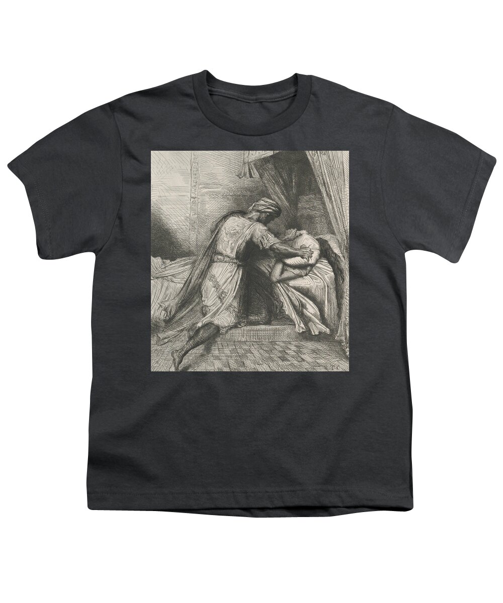 19th Century Art Youth T-Shirt featuring the relief He Smothers Her by Theodore Chasseriau