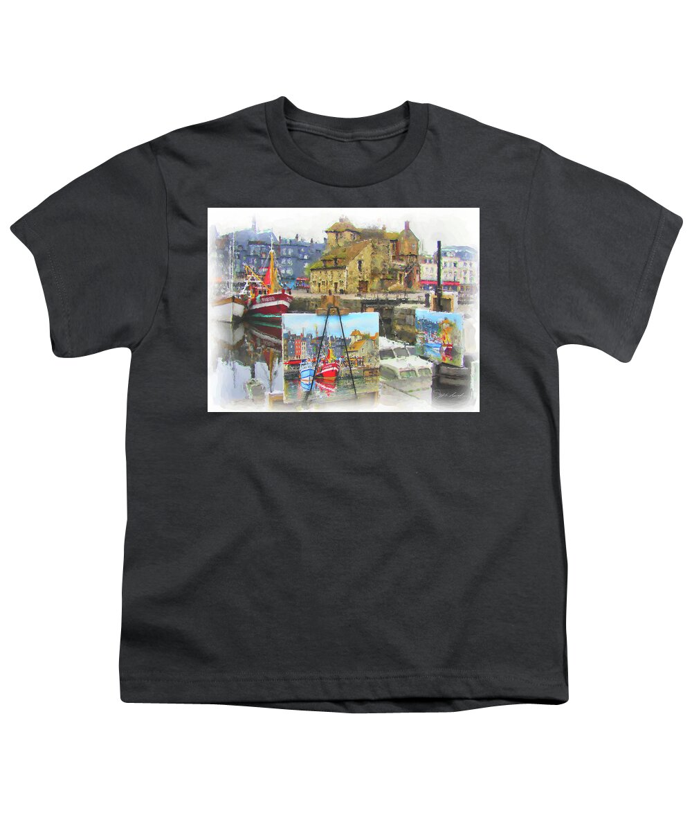 Honfleur Youth T-Shirt featuring the painting Honfleur Triple View by Joel Smith