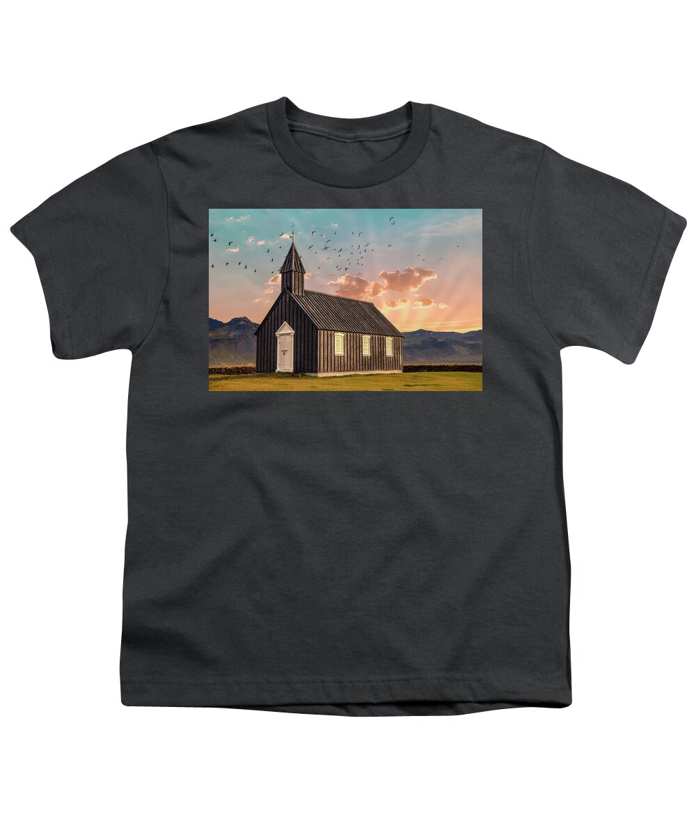 Iceland Youth T-Shirt featuring the photograph Iceland Chapel by David Letts