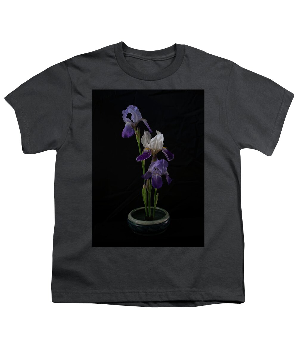 Flowers Youth T-Shirt featuring the photograph Iris Trilogy by Vicky Edgerly
