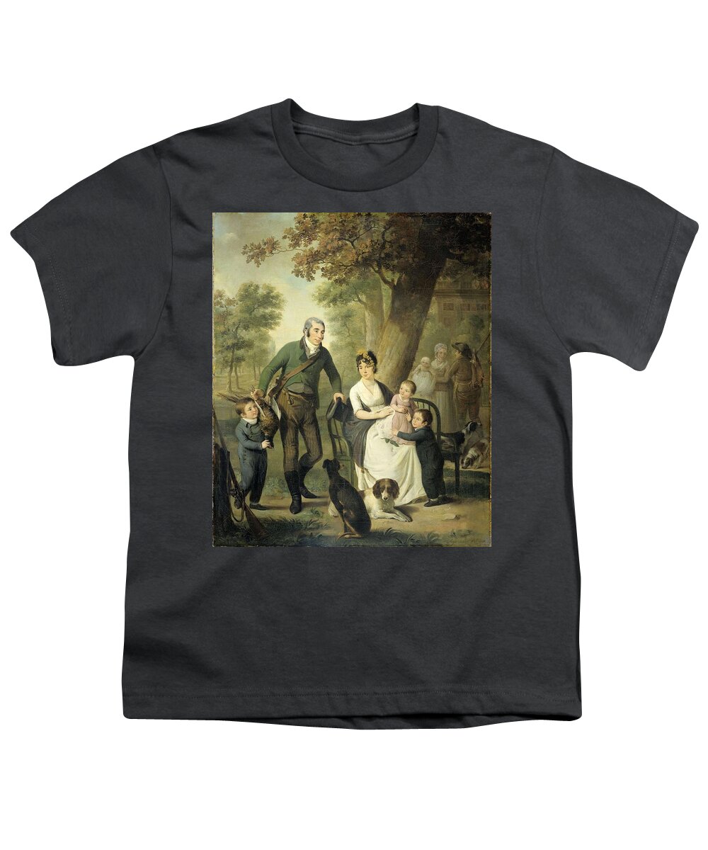 Adriaan De Lelie Youth T-Shirt featuring the painting Jonkheer Gysbert Carel Rutger Reinier van Brienen van Ramerus-1771-1821-, with his Wife and four ... by Adriaan de Lelie