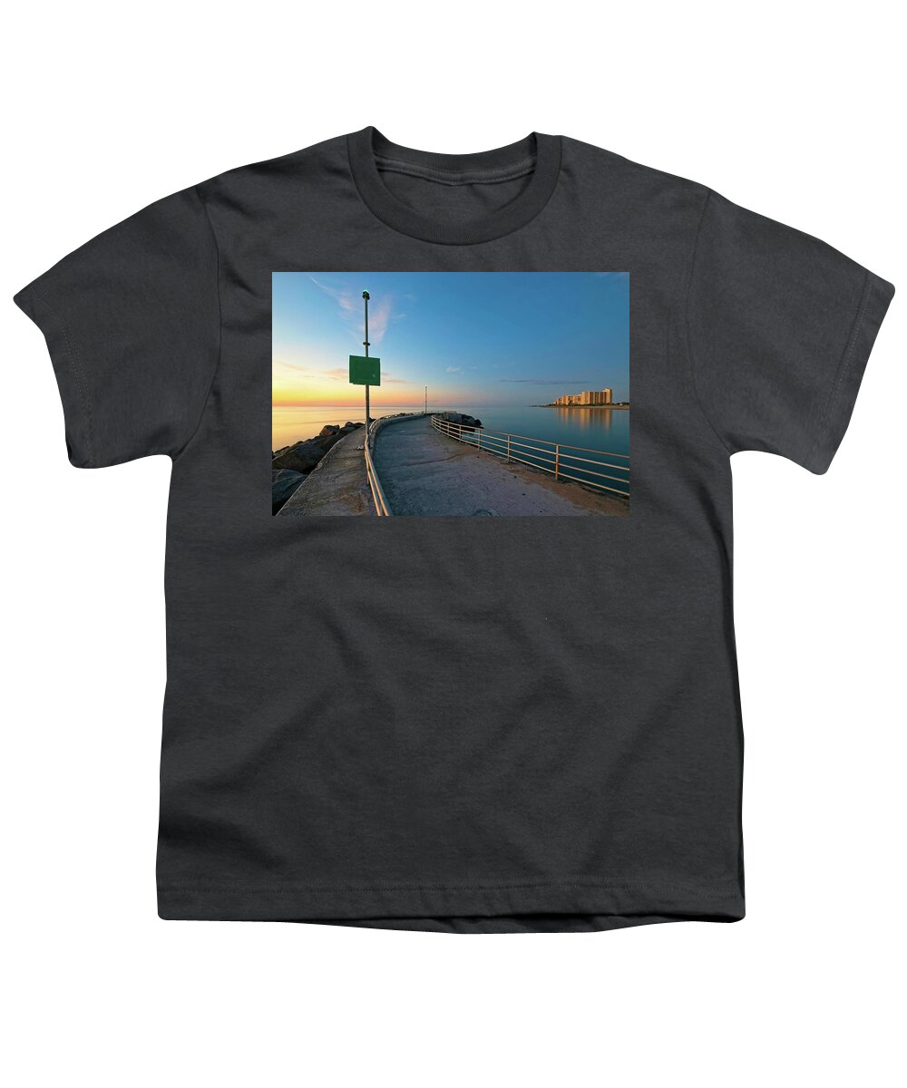 Nature Youth T-Shirt featuring the photograph Jupiter Inlet Jetty Looking South by Steve DaPonte