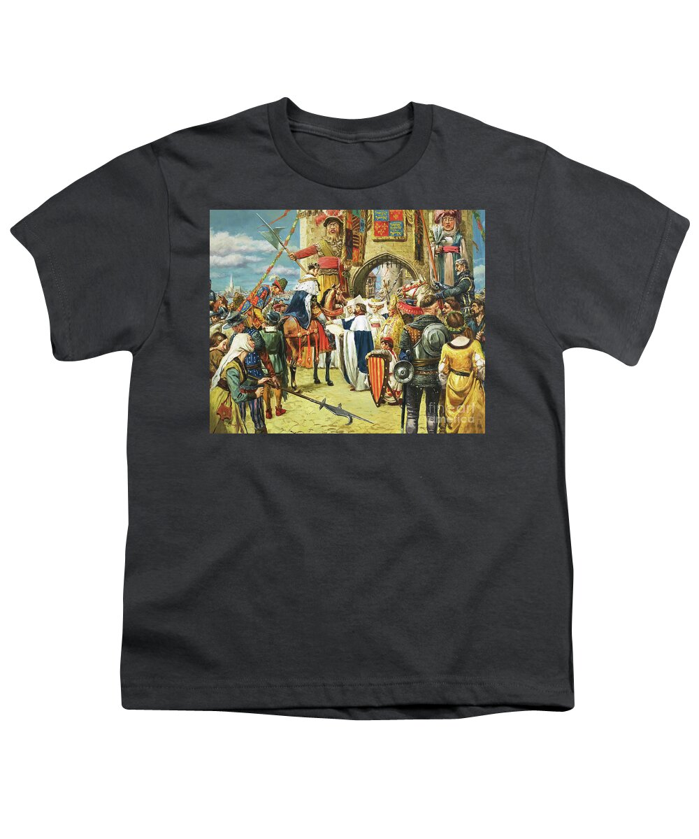 King Henry V?s Triumphal Return To London After His Victory At Agincourt Youth T-Shirt featuring the painting King Henry V?s Triumphal Return To London After His Victory At Agincourt by Cl Doughty