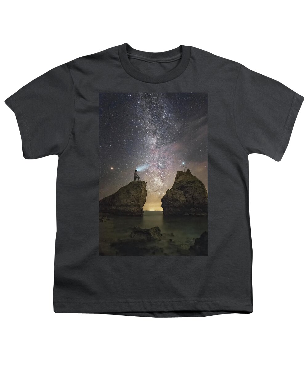 Milky Way Youth T-Shirt featuring the photograph King of the rocks by Elias Pentikis