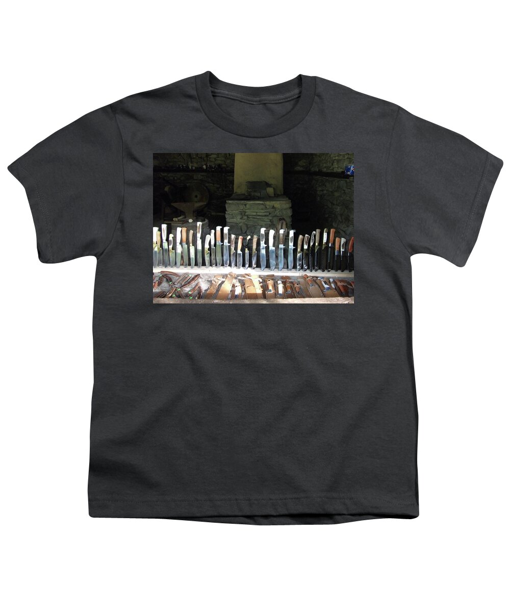 Knife Shop Youth T-Shirt featuring the photograph Knife shop in Bulgaria by Martin Smith