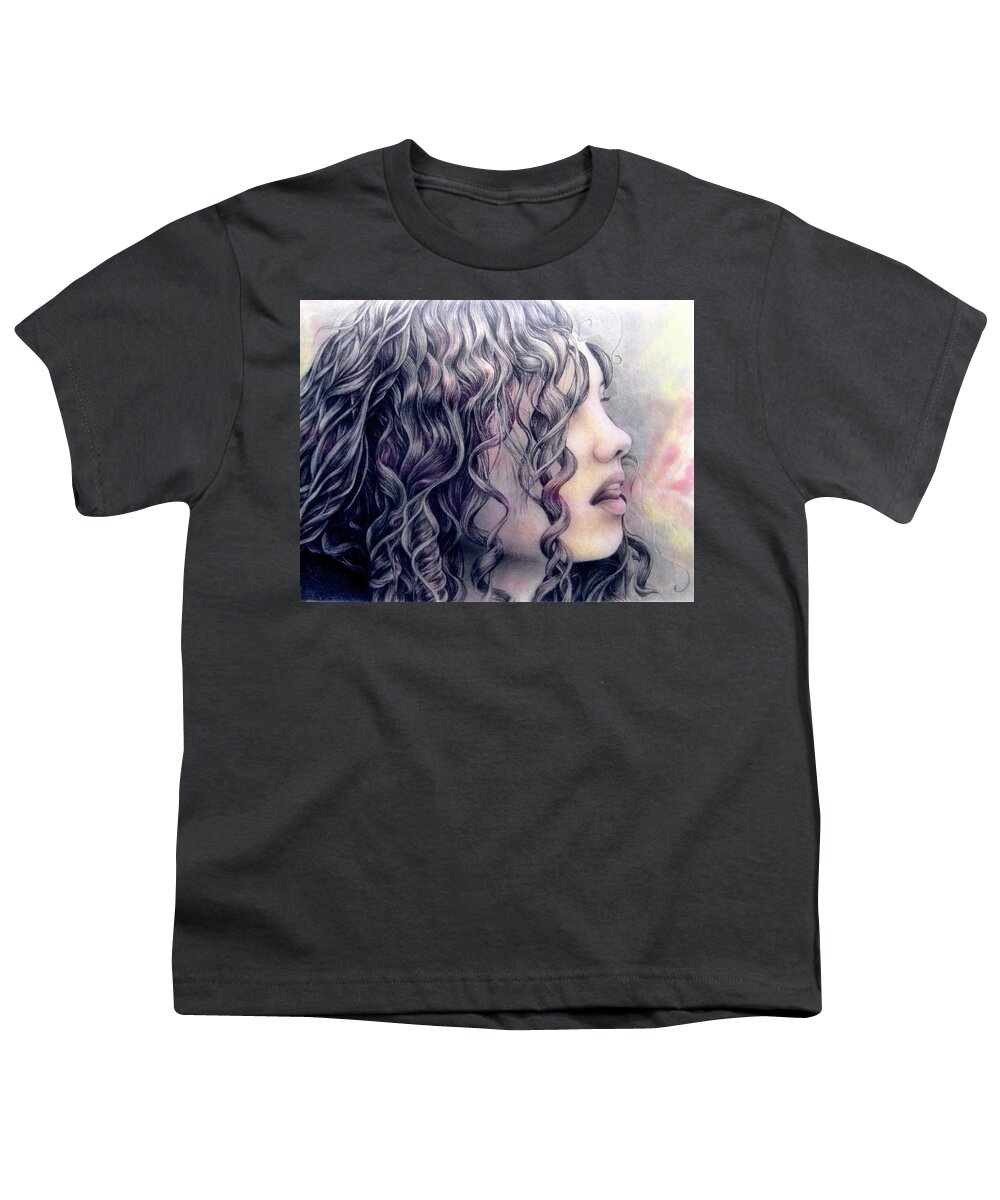 Pen Drawing Youth T-Shirt featuring the painting Lengua by Jeremy Robinson