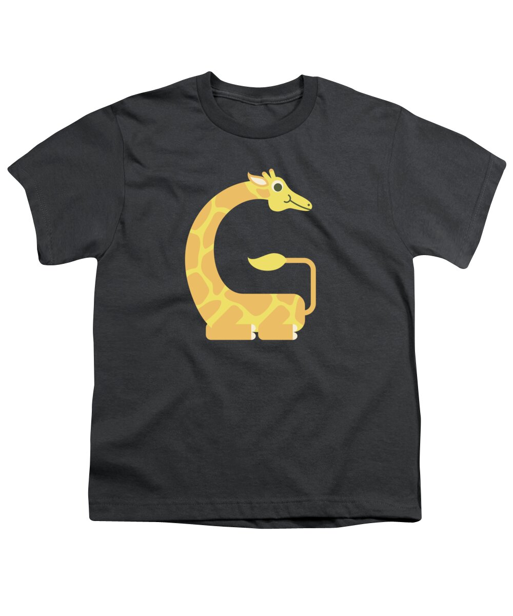 Letter G - Animal Alphabet - Giraffe Monogram Youth T-Shirt by Jen