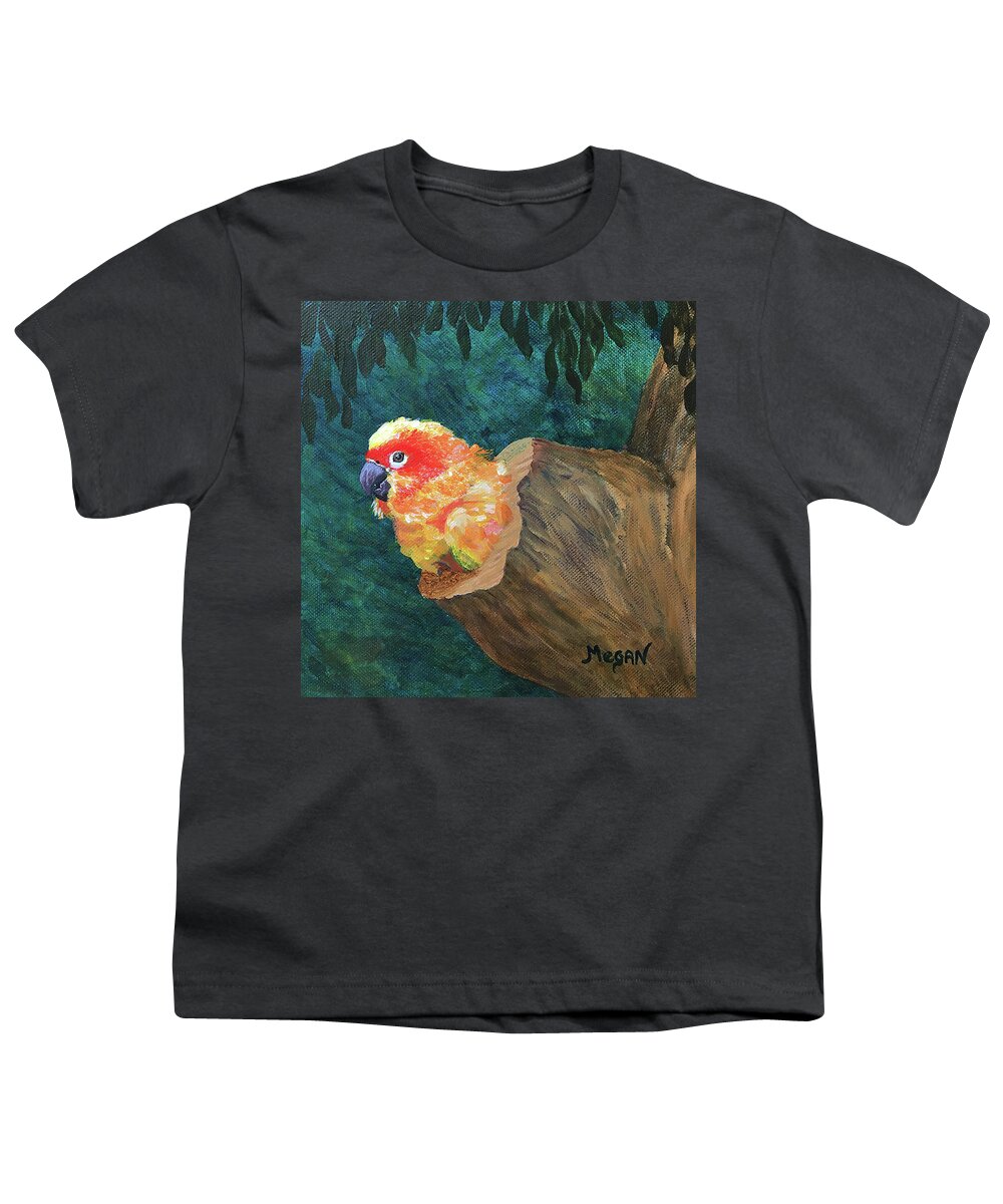 Parrot Youth T-Shirt featuring the painting Light the Fuse by Megan Collins