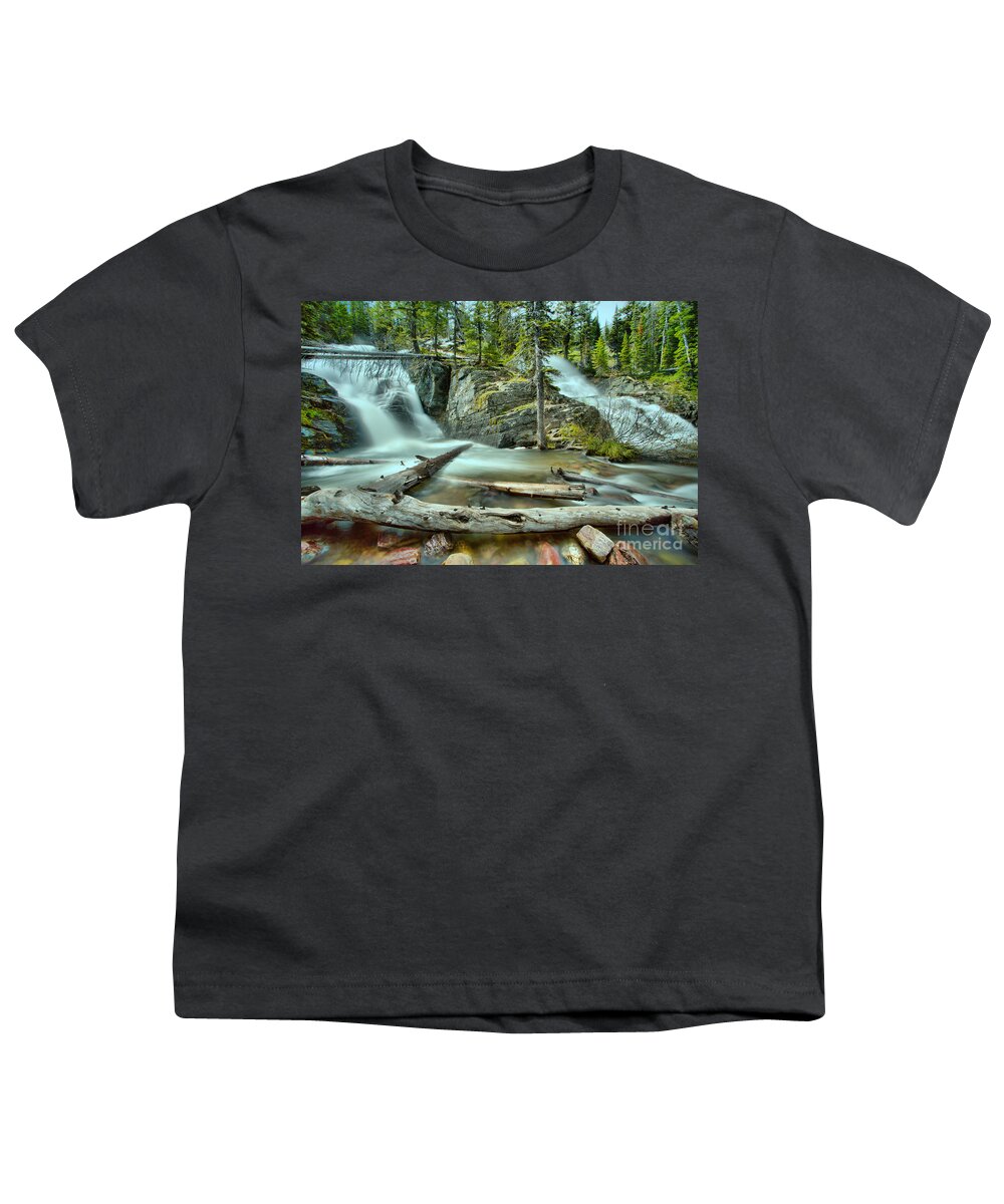Twin Falls Youth T-Shirt featuring the photograph Logs Below Twin Falls by Adam Jewell