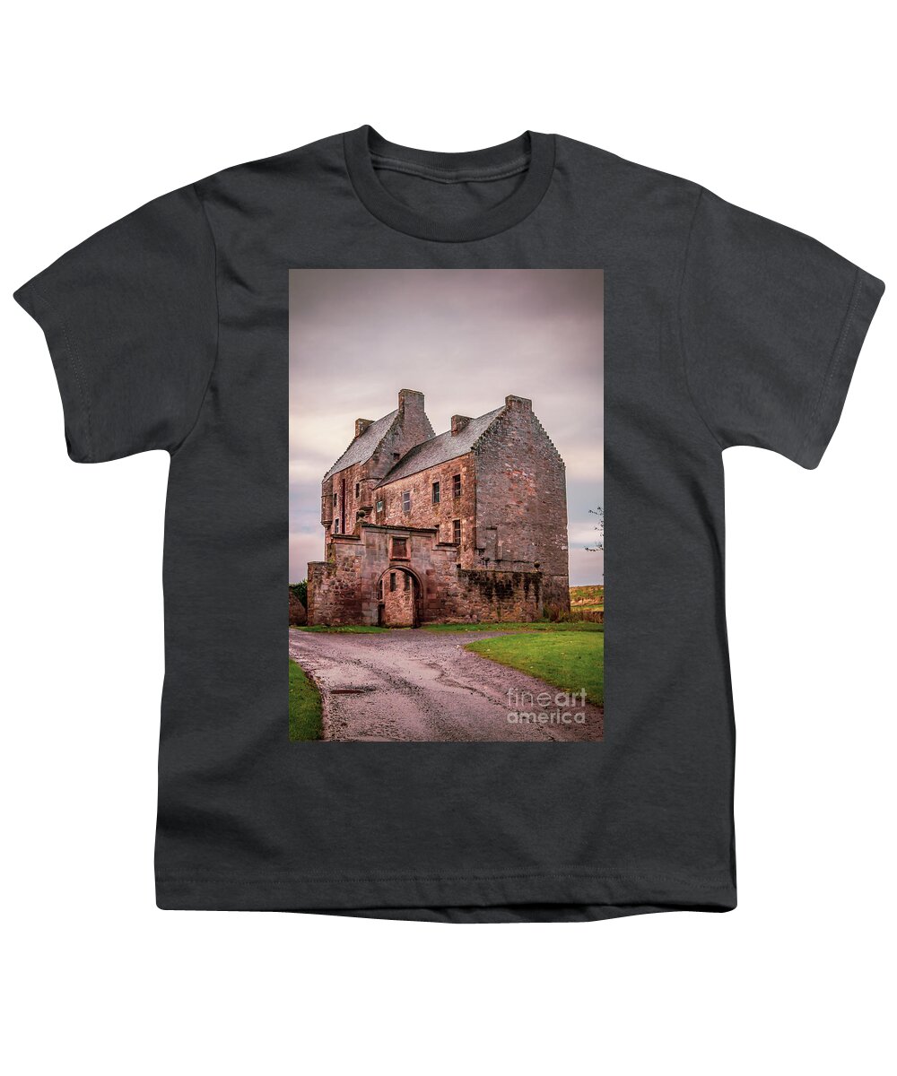Outlander Television Series Youth T-Shirt featuring the photograph Magnificent Midhope Castle by Elizabeth Dow