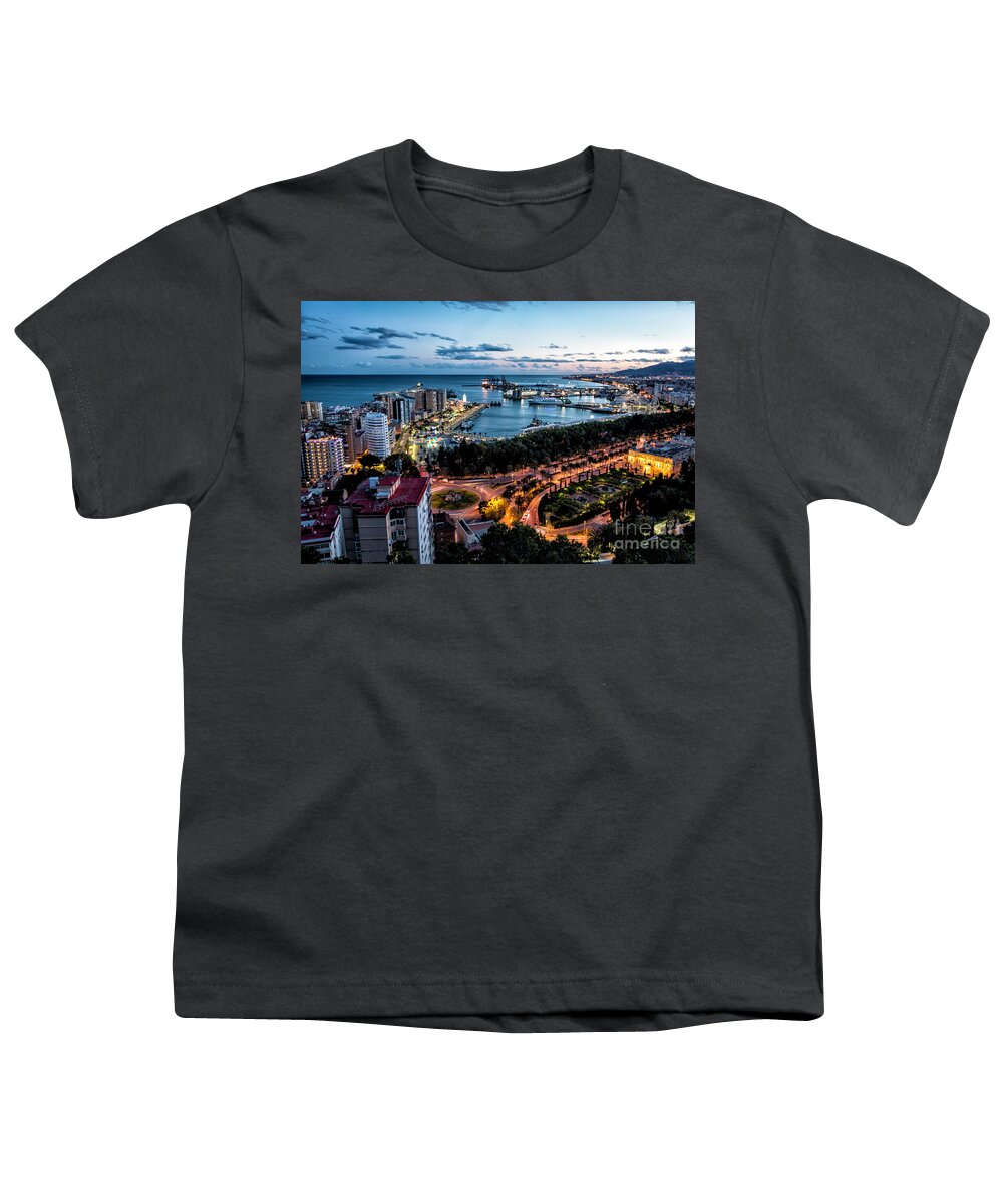 Spain Youth T-Shirt featuring the photograph Malaga At NIght by Timothy Hacker