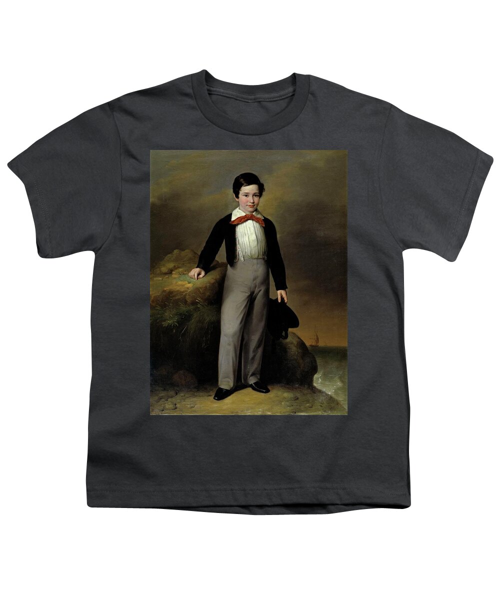 Antonio Maria Esquivel Youth T-Shirt featuring the painting 'Manuel Flores Calderon as a boy', Middle 19th centur... by Antonio Maria Esquivel -1806-1857-