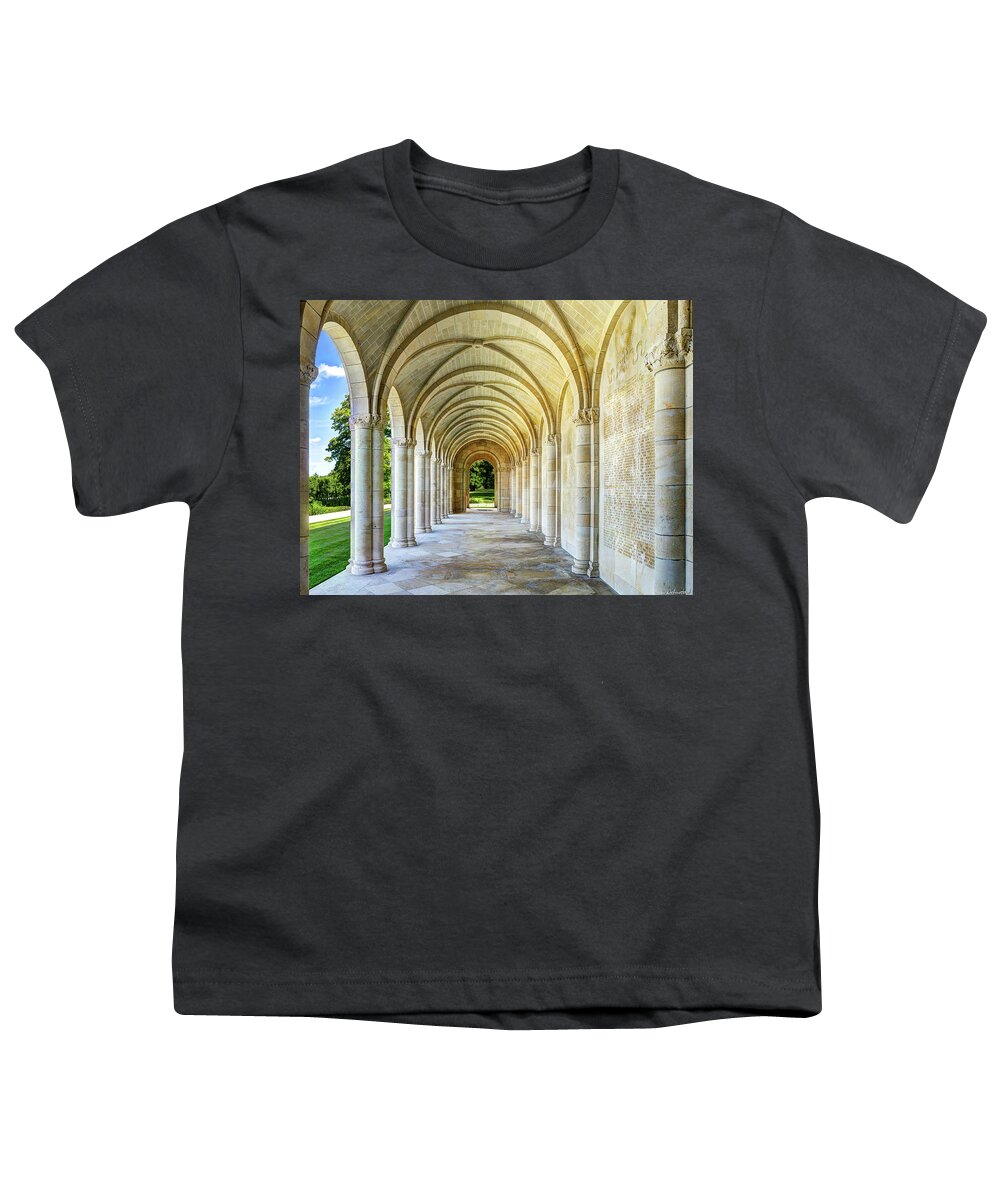 Meuse-argonne Youth T-Shirt featuring the photograph Meuse Argonne American Cemetery Memorial Loggia - Short by Weston Westmoreland