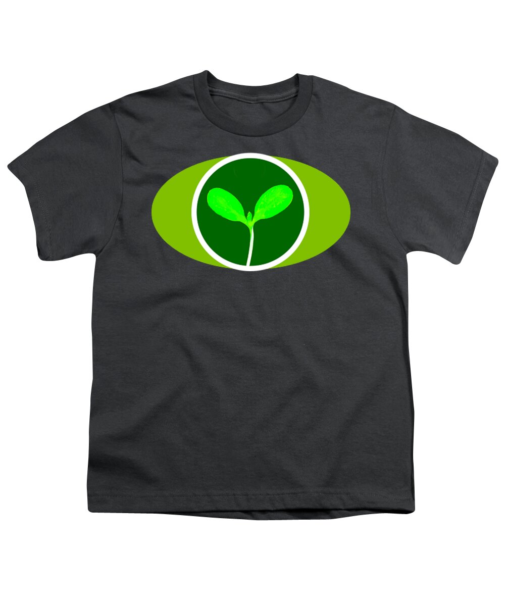  Youth T-Shirt featuring the drawing Microgreen graphic with oval slightly lighter green by Charlie Szoradi