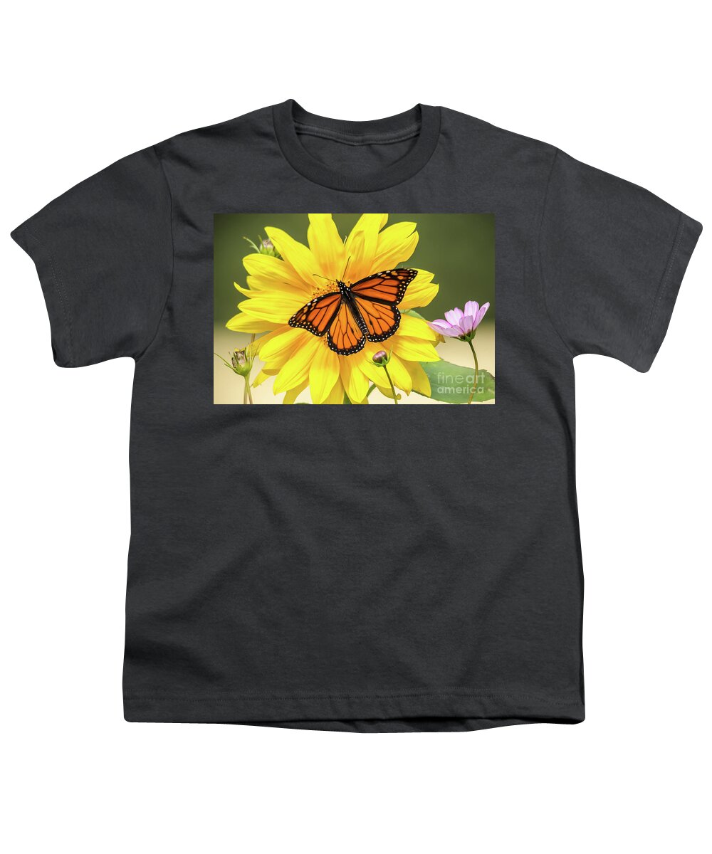 Cheryl Baxter Photography Youth T-Shirt featuring the photograph Monarch Sunflower by Cheryl Baxter