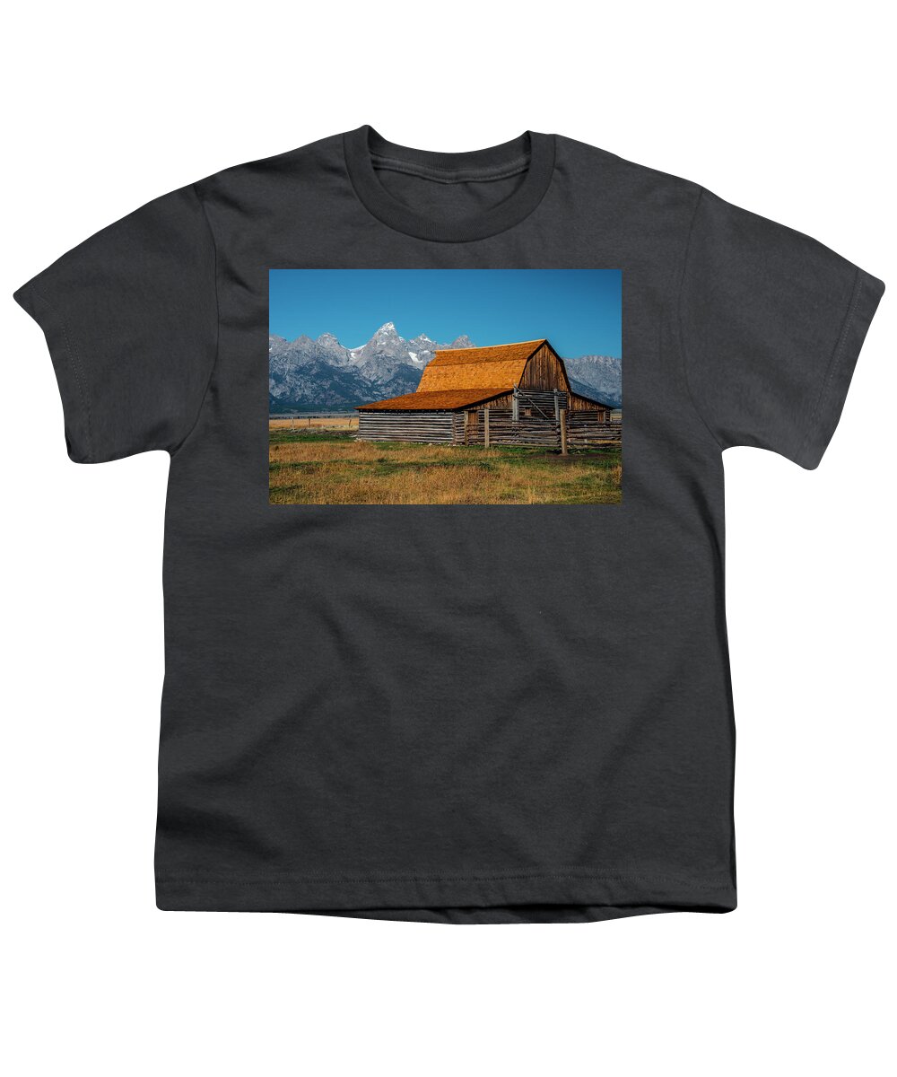 Grand Tetons Youth T-Shirt featuring the photograph Mormons Barn 3779 by Donald Brown